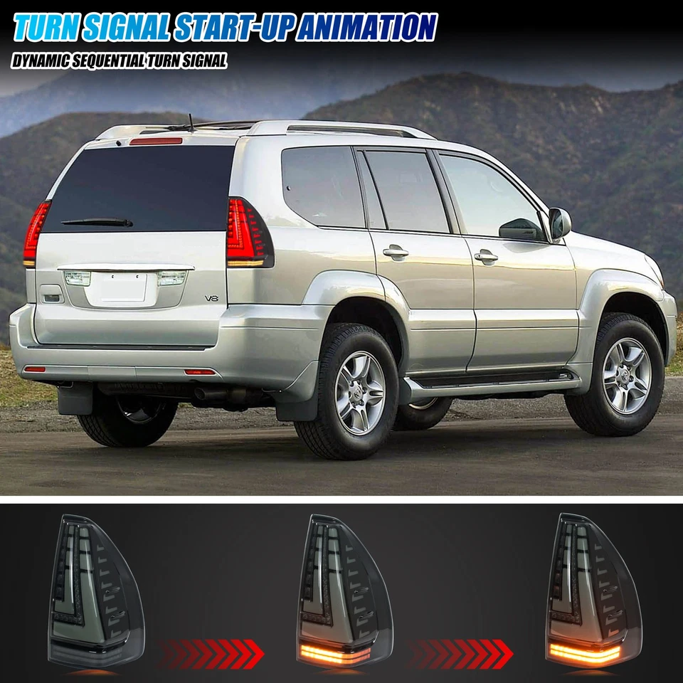 Luces traseras LED para Lexus GX470 2003-2009 conjunto de luces traseras de señal dinámica Foto 4 de 4