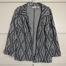 Chico  s Knit Geometric Open Front Tailored Blazer Jacket Chico  s Sz 1 Womens Med