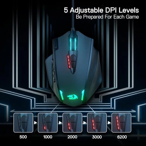 Redragon M908 Impact RGB LED MMO Gaming Mouse, 12 Side Button - Image 3 of 4