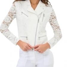  328 NWT Anatomie SOLITA LACE MOTO JACKET- ELEGANT WHITE MEDIUM