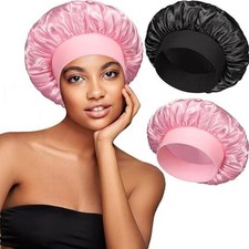 Satin Bonnet Silk Hair Bonnet Adjustable Bonne for Sleeping with Tie Band LOT