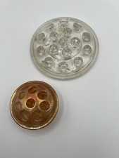 VTG Lot Of Clear Orange Glass FLOWER FROG floral arrangement 8 16 holes 3  5" AC