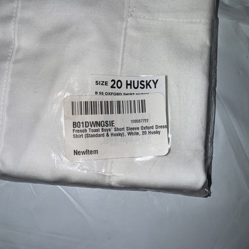 Boys French Toast Uniform Casual White Short Sleeved Shirt Size 20 Husky New - Picture 5 of 6