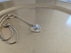 Vintage Sunburst Heart Necklace -Gold Tone Ribbed Heart w Iridescent Stone — photo 10