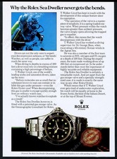 1983 Rolex Sea Dweller Double Red watch scuba diver diving photo vtg print ad
