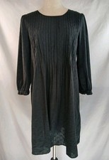 Madewell Pintuck Dress Women's S Black Long Sleeve Embroidery Floral