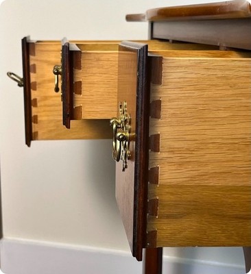 Georgian Style Wood Lowboy Table Solid Wood 29x28x17 with Brass Hardware