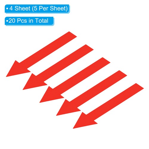 5x1.2" Arrow Sticker Directional Sign PVC Adhesive Floor Decal, Red 20Pcs - Picture 3 of 6