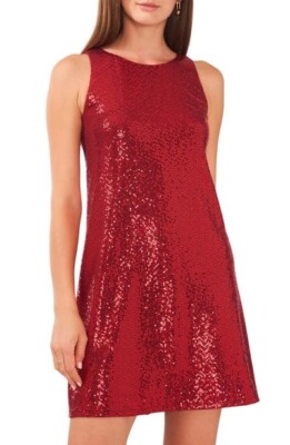 Vince Camuto Vermillion Women's Sequin A-line Mini Dress, Us S Vince Camuto Vermillion Women's Sequin A-line Mini Dress, Us S