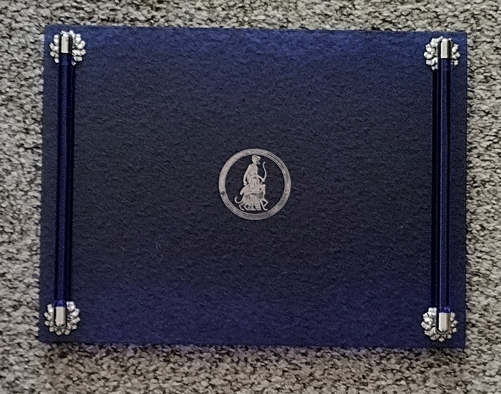 Vintage Blue Cobalt Goddess Vanity Jewelry Perfume Trinket Makeup Tray