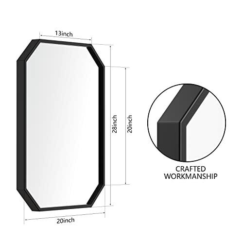 Octagon Wall Mirror,Bathroom Mirror,Asymmetrical Vanity 20x28 Inch Black - Picture 7 of 8