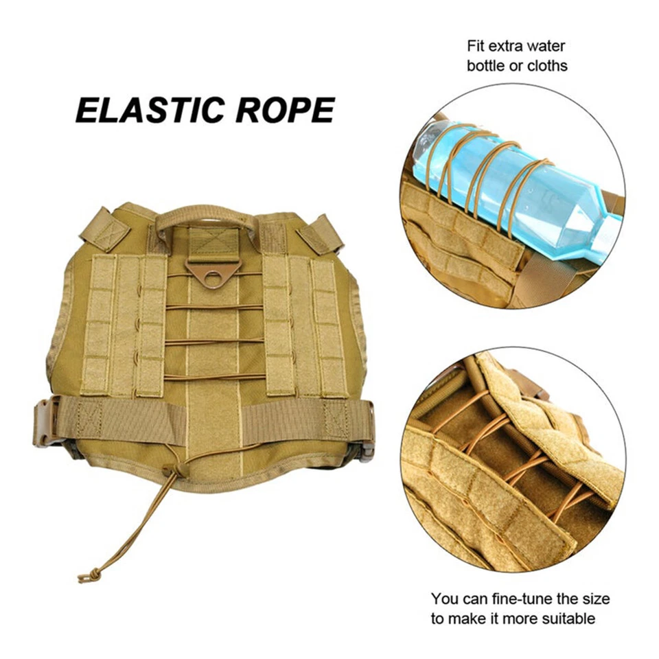 For M L XL Military Tactical Dog Harness Vest K9 Working Service Dog with Leash - Image 4 of 4