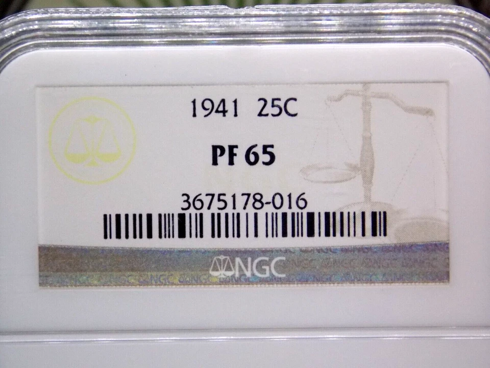 1941 Washington Silver PROOF Quarter 25c NGC PF65 #016 ECC&C, Inc. - Image 4 of 4