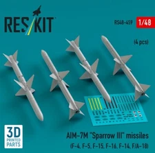 AIM-7M "Sparrow III" missiles F-4 F-5 F-15 F-16 F-14 FA-18 1/48 Reskit RS48-0459