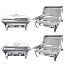 8QT Chafing Dish Stainless Steel Chafer Complete Sets 4 Pack, for Party Catering