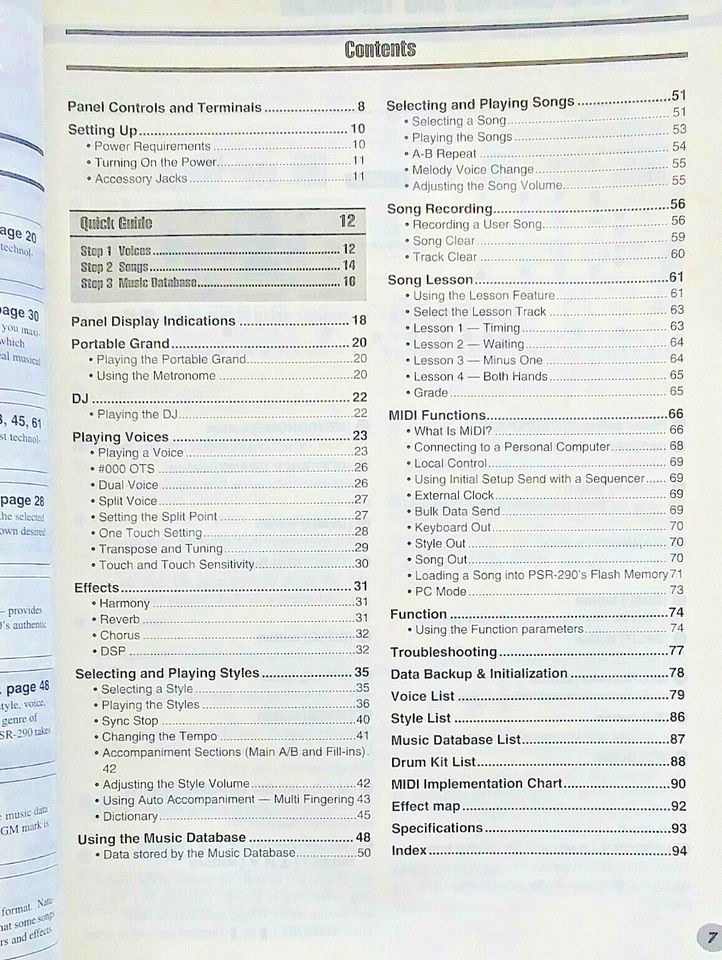 Yamaha PSR-290 Portatone Electronic Keyboard Original User's Owner's Manual Book - Image 2 of 3