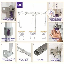 Impact Canopy Replacement Parts for ML Aluminum Frame Pop Up Canopy Tent