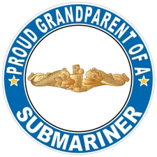 Proud Grandparent of a Submariner Gold Dolphins Round Bumper Sticker Decal 5"