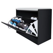 Panca portascarpe scarpiera ingresso piccola salvaspazio con cuscino nero liscio