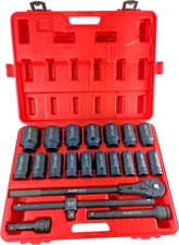 21PC CAL HAWK 3/4" Dr. 6 POINT SAE Deep Impact Sockets Chrome Molybdenum Skt Set