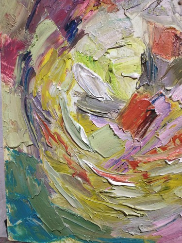 Original oil painting wall art Abstract Fantasy Palette knife art 11x14 in - Picture 2 of 5