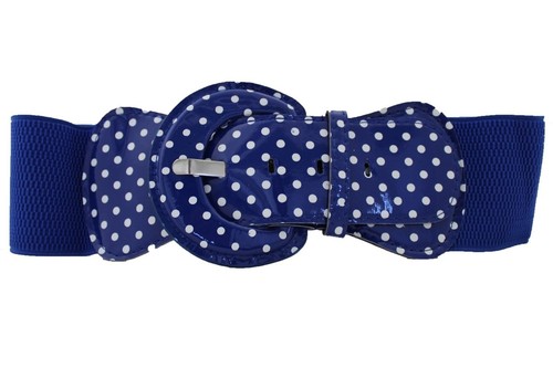 New Women Belt Fashion Elastic Blue Polka Dots Hip Waist Trendy Plus Size M L XL - Picture 11 of 11