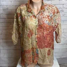 Citron Santa Monica Silk Blend Button Down Top