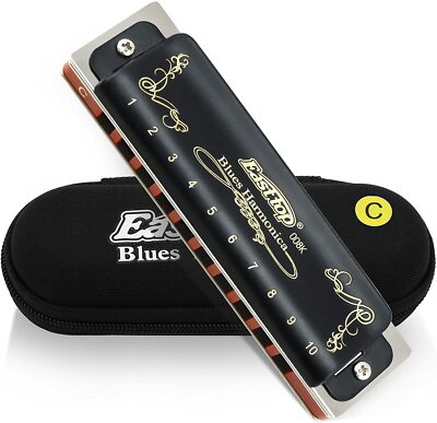 EASTTOP 10Hole Diatonic Blues Harmonica 20tones Black Professional Harmonica New