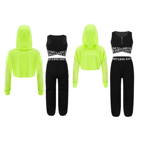 Kids Girls Outfits Long Sleeve Set Tops Suit Dance Costume Performance Hip-Hop - Picture 14 of 48
