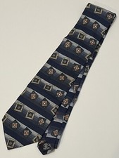 Barrington Necktie Neck Tie 100 Silk Geometric Pattern Blue Made in Italy  USA