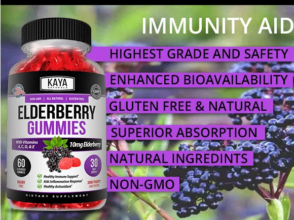 (Paquete de 2) Gominolas de Saúco 60ct Apoyo Inmunológico Zinc Vitamina C Negro Sambuco Foto 2 de 4