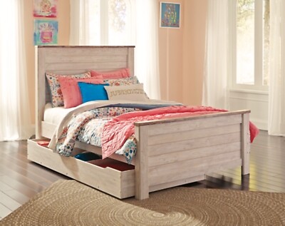 Signature Design by Ashley Casual Willowton Full Panel Headboard Whitewash - Picture 8 of 8