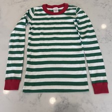 Hanna Andersson Green White Stripe Long John Pajama Top Unisex 140 US 10