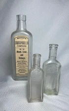 Booker's Sarsaparilla McCormick Tonsiline Bottle Lot Of 3 Clear Medical Bottles