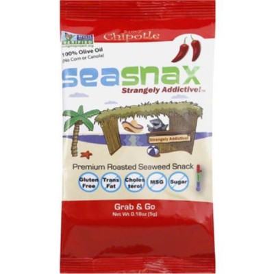 Seasnax spicy chipotle seaweed snack 0.18oz nogmo (609722798402)