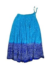 Vintage 1960s 1950s 100 Silk Full Length Skirt Blue Beaded Long Full STUNNING