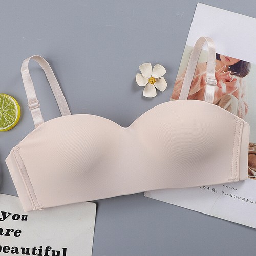 Women Strapless Bra Bandeau Bra Push Up Removable Pad Crop Tube Top Seamless Bra - Picture 44 of 48