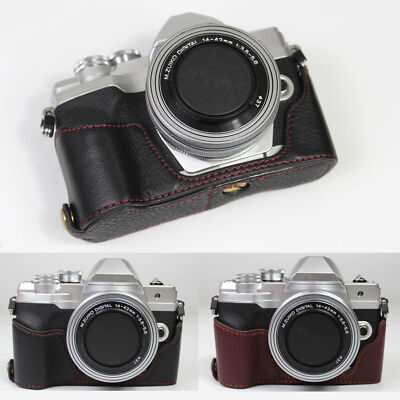 Genuine Real Leather Half Case Grip for Olympus E-M10 Mark IV M4 Camera