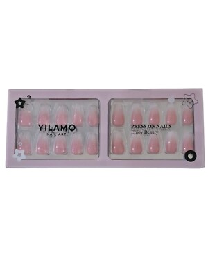 Yilamo Nail Art Press On Nails Set Reusable with Glue Enjoy Beauty Long Tips