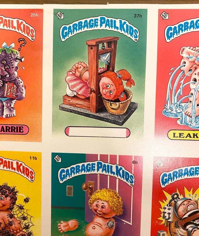 СВЯТОЙ ГРААЛЬ 1/1 1985 GPK Topps оригинальная серия 1 ПУСТАЯ ЗАДНЯЯ ЧАСТЬ Необрезанные Листы Вставьте - Изображение 2 из 4