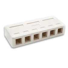 6-Port Keystone Jack Surface Mount Box SMB Housing - RJ45 RJ12 RJ11 - White