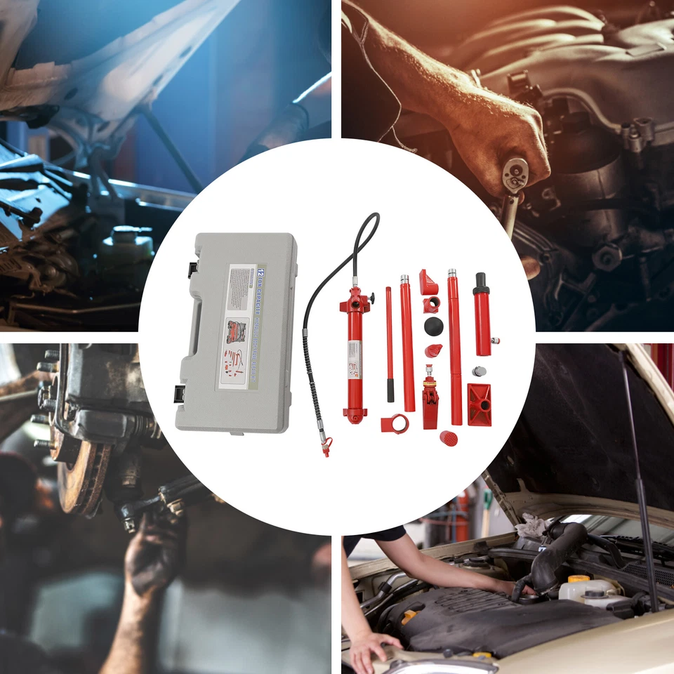 12 Ton Heavy Duty Porta Power Hydraulic Jack Auto Body Frame Repair Kit Lift Ram - Image 4 of 4