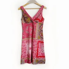 Xhilaration Womens Patchwork Y2K Babydoll Mini Dress Sz Small Sleeveless Boho