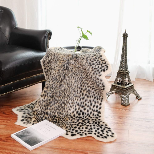 Leopard Print Rug, Cute Faux Cheetah Cowhide Skin Fur Rug Animal Printed Area Ru - Picture 6 of 12