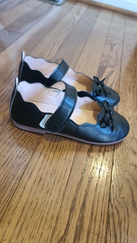 Little Girl Black Ballet Flats Size 13 Strap Casual Dressy - Picture 4 of 8