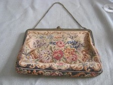 Beautiful Vintage Antique Austria Needlepoint, Tapestry Handbag, Evening Purse