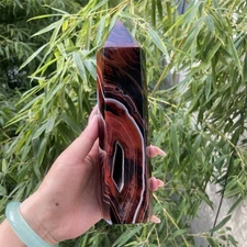 2.2LB 8.6" Natural Flower Sardonyx Obelisk Quartz Tower Crystal Geode Bath Reiki