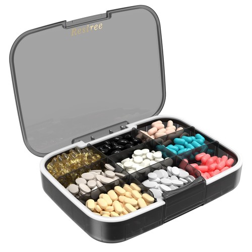 Large Pill Organizer, Portable Pill Dispenser, Moisture-Proof Travel Pill Cas...