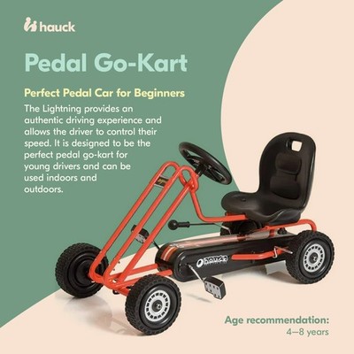 hauck Lightning Pedal Ride On Go Kart Toy for Boys & Girls, Orange