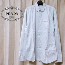 USED EXCELLENT CONDITION PRADA STRIPED LONG-SLEEVED DRESS SHIRT GOOD